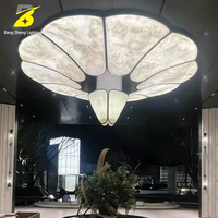 Plafonnier moderne en albâtre en forme de pétale, nouveau style chinois, pour hall d'hôtel