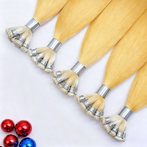 Vente en gros de mèches de cheveux vierges Remy 100% tissées à la main, double trame, extrémités épaisses, <span class=keywords><strong>blond</strong></span> <span class=keywords><strong>glacé</strong></span> et <span class=keywords><strong>blond</strong></span> <span class=keywords><strong>cendré</strong></span> de Dubaï, mèches invisibles - Product Image 5