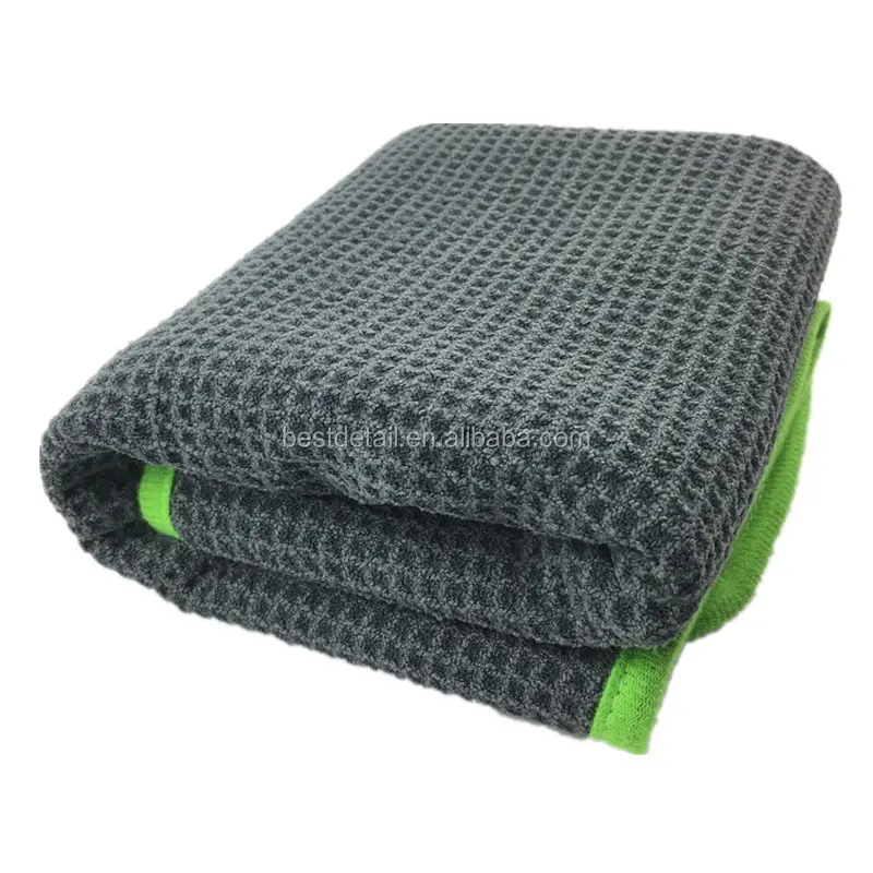 60X90 400 Gsm Pluizende Wafel Microfiber Auto Drogen Handdoek Voor Glas Raam Schoonmaakdoekje Auto Detailing wasstraat Handdoek