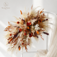 Groothandel Realistische Verse Bruidssalon Achtergrond Hoekboog Bloemige Boho Pampas Bloemarrangement Gedroogde Bloemen Decoratie