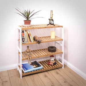 4 Tier Natural Bamboo <strong>Shoe</strong> Racks Stands <strong>White</strong> Side Shelf Bedroom Holder <strong>Storage</strong> for 16 Pairs <strong>Shoe</strong> Rack Stack for Home - Product Image 3
