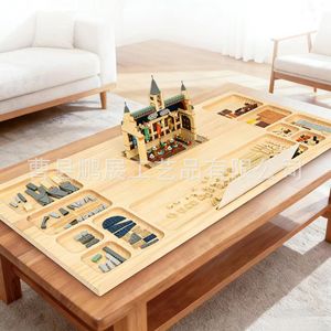 Mesa de construcción de madera con base ranurada, material de pino, ligera, portátil, para juegos infantiles - Product Image 2