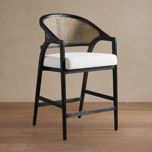 Sillas de Bar de Tela de Alta Calidad para Muebles de <span class=keywords><strong>Cocina</strong></span> Modernos de Interior, <span class=keywords><strong>Taburete</strong></span> de <span class=keywords><strong>Madera</strong></span> con Respaldo de Mimbre - Product Image 1