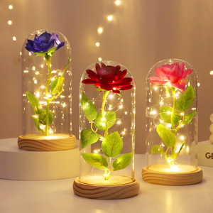 Rose Éternelle Artificielle Lumière LED la Belle et la Bête sous Cloche en Verre Décoration Noël Maison Cadeau Fête des Mères Saint-Valentin Nouvel An - Product Image 2