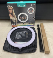 RL-21T Photographie, anneau lumineux LED dimmable de 21 pouces avec support et support de téléphone pour diffusion en direct, maquillage, vidéo YouTube, selfie, TikTok
