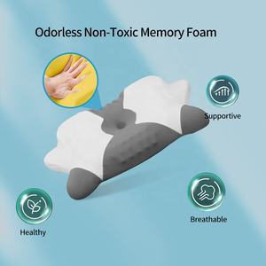 Panda de lujo de espuma viscoelástica almohada Cervical ergonómico moderno hipoalergénico transpirable medio firme soporte para el cuello masaje geométrico - Product Image 6