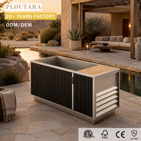 Baignoire de trempage à froid intégrée de luxe PLOUTARA en bois avec revêtement en acier inoxydable 304, bain de glace isolé pour la récupération des athlètes, la salle de sport et le spa