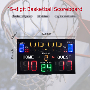 18650 được xây dựng trong pin hoặc Type-C cung cấp điện xách tay scoreboard <span class=keywords><strong>LED</strong></span> điện kỹ thuật số bóng rổ scoreboard với 24S bắn đồng hồ - Product Image 2