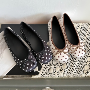 <span class=keywords><strong>Zapatos</strong></span> <span class=keywords><strong>Planos</strong></span> de Mujer con Punta Redonda y Lazo, Estampado de Leopardo y Puntos, Tela Suave, Estilo Casual y Dulce para el Día a Día - Product Image 4