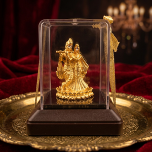Statue artisanale Radha Shyam en acier inoxydable, idéale pour la décoration de temple domestique, salle de Puja, cadeau de mariage et de festival - Product Image 4