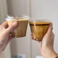 Tasse à café jetable en plastique PET personnalisable de 260ml petit thé au lait Latte à paroi unique de qualité alimentaire avec couvercle pour boissons froides
