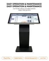 Kiosque tableau blanc interactif 65 pouces avec 20 points tactiles, système Android 12, vente directe usine