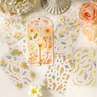 Stiker Bunga Seri Frost Flower Dew --4 Tema Bunga, Set Stiker Tahan Air Die-Cut untuk Jurnal, 6 Lembar Per Pak