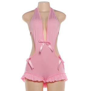 PEEQI K6Q07191A Nuova Collezione Estate 2026: Tuta Intera da Donna alla Moda, Sexy, con Schiena Scoperta, Scollo a V Profondo, Fiocco e Effetto Snellente - Product Image 5