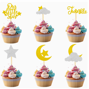 DAMAI New Eid al-Adha <b>decorative</b> props & gifts moon star sheep <b>cake</b> toppers party <b>supplies</b> Stars and moon <b>cake</b> <b>decoration</b> 12pcs - Product Image 1
