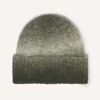 Gorro de punto cálido de mezcla de lana merino con logotipo personalizado al por mayor, gorro plegable con puño afelpado para patinaje