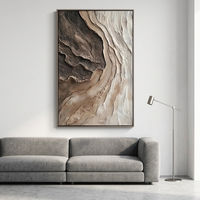 Peinture à l'huile 3D moderne à texture épaisse, peinte à la main, motif Canyon Brun abstrait, sur toile, taille personnalisable, encadrée, pour entrée