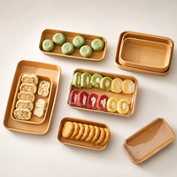 Kraft Paper Food Container Box with Anti-fog Lid 7.8x4.5 Disposable Bulk Recyclable for Cake Sushi Noodle Takeaway
