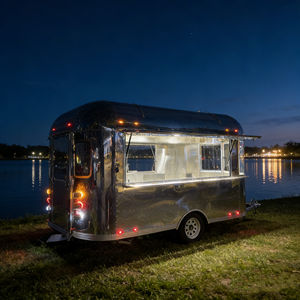 Remorque de restauration à roue unique, finition miroir, design arrondi, pour la vente de snacks et de boissons en zone côtière, avec structure étanche - Product Image 2