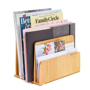 Organisateur de bureau en bambou, dossier de rangement de documents multi-pages 25,4x22,5x18 cm, style minimaliste pour bureau - Product Image 4