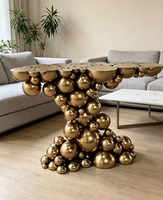 Table console en métal de luxe italienne sur mesure, table d'appoint à sphères dorées empilées