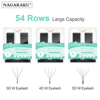 Extensions de cils pré-faits NAGARAKU en forme de W, effet 3D 4D 5D, 54 rangées, grande capacité, faux cils