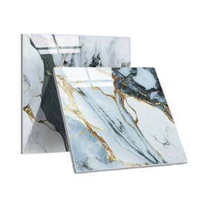 Großhandel 600x600 Hochwertige Glänzende Goldene Maserung Blaue Marmor Polierte Porzellan-Bodenfliesen für Wohn- und Schlafzimmer - Product Image 6