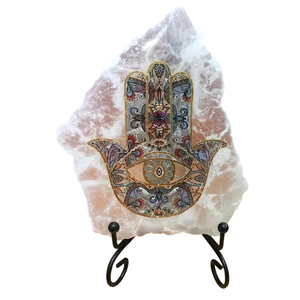Cuarzo curación piedra preciosa cruda Natural <span class=keywords><strong>Chacra</strong></span> selenita con estatua de mano selenita Chakra Fátima roca losa de cristal para Decoración - Product Image 6
