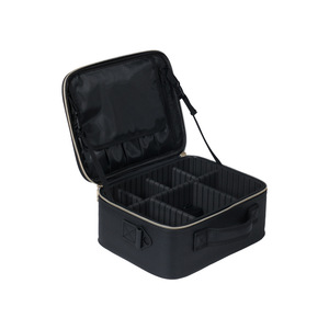 Sac de rangement pour pinceaux de maquillage noir haut de gamme, grande capacité, couleur unie, PVC, poignée souple, fermeture à rabat, étui cosmétique pour usage quotidien - Product Image 4