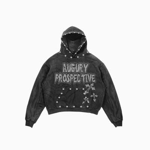 Sudadera con capucha y cremallera personalizada de 500 g/m², de peso pesado, con efecto desgastado por el sol y lavado ácido, oversize, corta y desgastada para hombre, con serigrafía y remaches, para invierno - Product Image 3