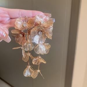 Orecchini a goccia di lusso stile <span class=keywords><strong>palazzo</strong></span> retrò stile <span class=keywords><strong>palazzo</strong></span> stile retrò stile <span class=keywords><strong>palazzo</strong></span> lunghi in lega di metallo cavi orecchini a fiori - Product Image 4