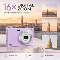 Kamera Digital Portabel 4K dengan Zoom Optik 16X, Layar IPS HD 2,8 inci, Kamera Bergaya DSLR untuk Vlogging & Fotografi