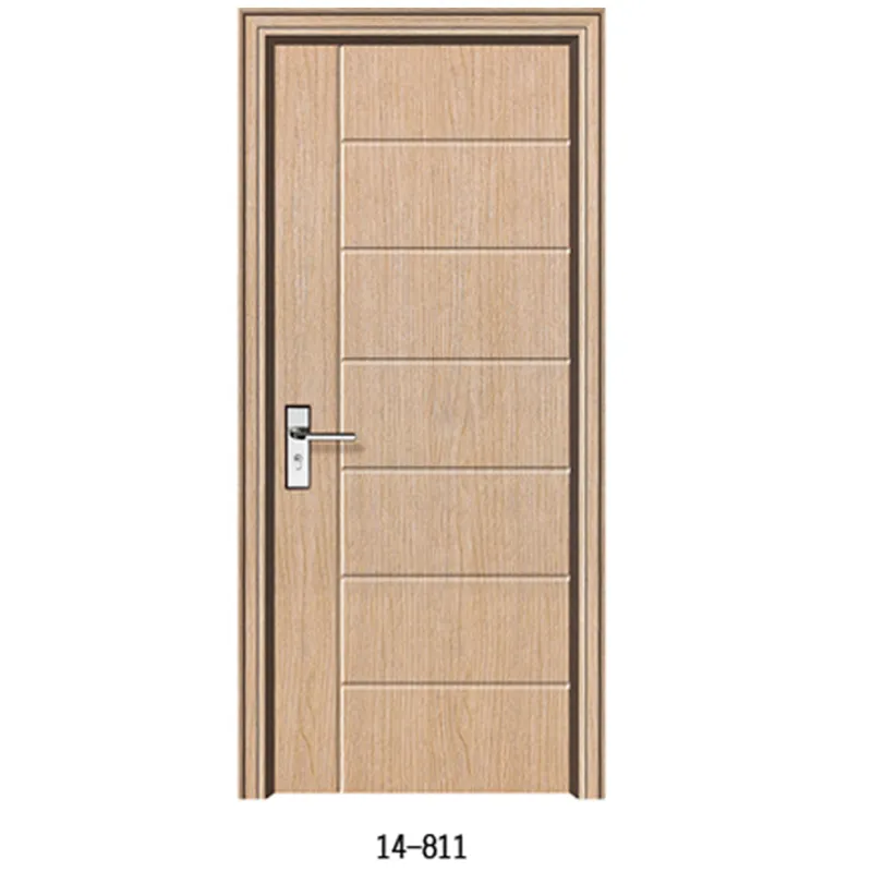 ประตูไม้สักชั้นออกแบบประตูไม้ทึบพร้อมกรอบที่กำหนดเองประตูไม้ที่กำหนดเองราคาถูกพีวีซี Hdf ตกแต่งภายในห้องพีวีซีแผง