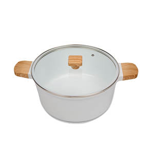 E-TOP Factory, marmite en céramique blanche de haute qualité, antiadhésive, avec couvercle, grande marmite de cuisine, <span class=keywords><strong>pot</strong></span> à ragoût avec couvercle en verre - Product Image 1