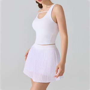 Nueva llegada verano a prueba de golpes gimnasio camiseta sin mangas chica plisada hermosa falda con bolsillo pantalones cortos baile mujeres ropa de tenis - Product Image 3