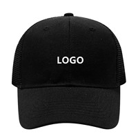 Gorra de béisbol al por mayor de 6 paneles con visera curva, logotipo personalizado de sarga, parche de cuero, lazos, bordado 3D, parte trasera de malla, gorra deportiva promocional