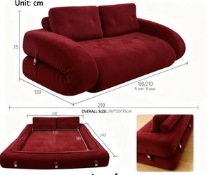 Sofá <span class=keywords><strong>Cama</strong></span> Plegable Moderno Rojo Berry, Diseño <span class=keywords><strong>Canguro</strong></span>, Espuma al Vacío, Exclusivo para Apartamentos Pequeños - Product Image 3