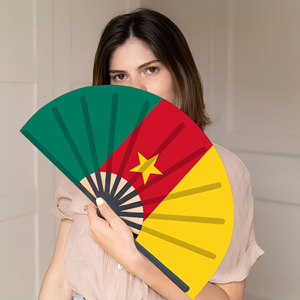 Abanicos Plegables de Bambú con la Bandera de Camerún al por Mayor, Abanico de Mano para Carnaval, Boda, Festival, Fiesta, Agencia de Viajes - Product Image 3