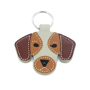 Decoration PU Leather Star Cute Animals Charm Dog Shape Keychain For Girls