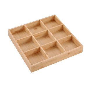 Juego de bandejas de bambú de nueve compartimentos de acero inoxidable para platos de acompañamiento en restaurantes de hot pot y barbacoa - Product Image 2