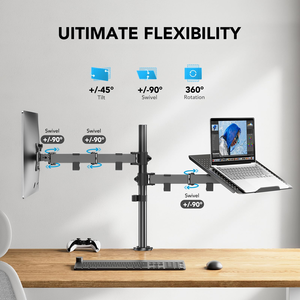 Support de moniteur ergonomique robuste à bras unique réglable pour bureau - Product Image 3