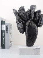 Ornements d'art abstrait minimaliste, métal marbré, décorations de bureau semi-artisanales, sculptures noires, décorations pour la maison