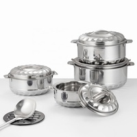 Set panci insulasi dua lapisan, panci stainless steel 4 buah set dapur memasak makanan ringan rumah tangga