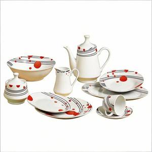 Set da 47 Pezzi in Fine Porcellana con Motivo Floreale Nero e Rosso, Servizio di Piatti in Ceramica HARVIT HYPR-A277 per Feste - Product Image 2