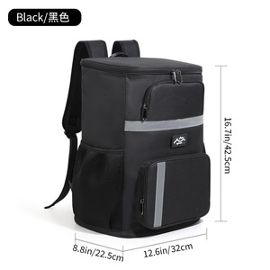 Insulated Backpack Oxford Cloth Navy Blue Gray Khaki Black Picnic Lunch Bag Outdoor Use - Product Image 5