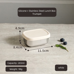 Caja de Almacenamiento de Alimentos de 720 ml, Contenedor Cuadrado de Acero Inoxidable con Tapa de Silicona, Lonchera Mediana para Niños - Product Image 5