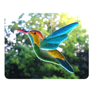 Decoração de Vidro Colorido para Jardim em Forma de Beija-flor, <span class=keywords><strong>Suncatcher</strong></span> de Vidro Fundido Personalizado, Decoração de Janela em Vidro Fundido Multicolorido Feita à Mão - Product Image 2