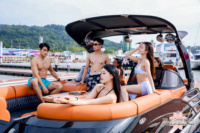 Bateau ponton de luxe 2025 en aluminium, modèle sport, 22 pieds/25 pieds, pour le tourisme et la pêche, avec remise en gros pour les acheteurs en gros