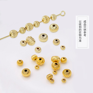 18K Gold Plated Pumpkin Beads 14K Gold Filled Hollow <b>Lantern</b> Beads DIY Bracelet Jewelry Making Supplies Scattered Beads - Product Image 1
