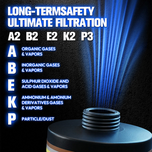 Masque respiratoire intégral en silicone de classe 2, certifié CE, masque à gaz industriel, <span class=keywords><strong>filtre</strong></span> 40 mm, large champ de vision, sangle à 5 points, réutilisable, 3 couches - Product Image 3